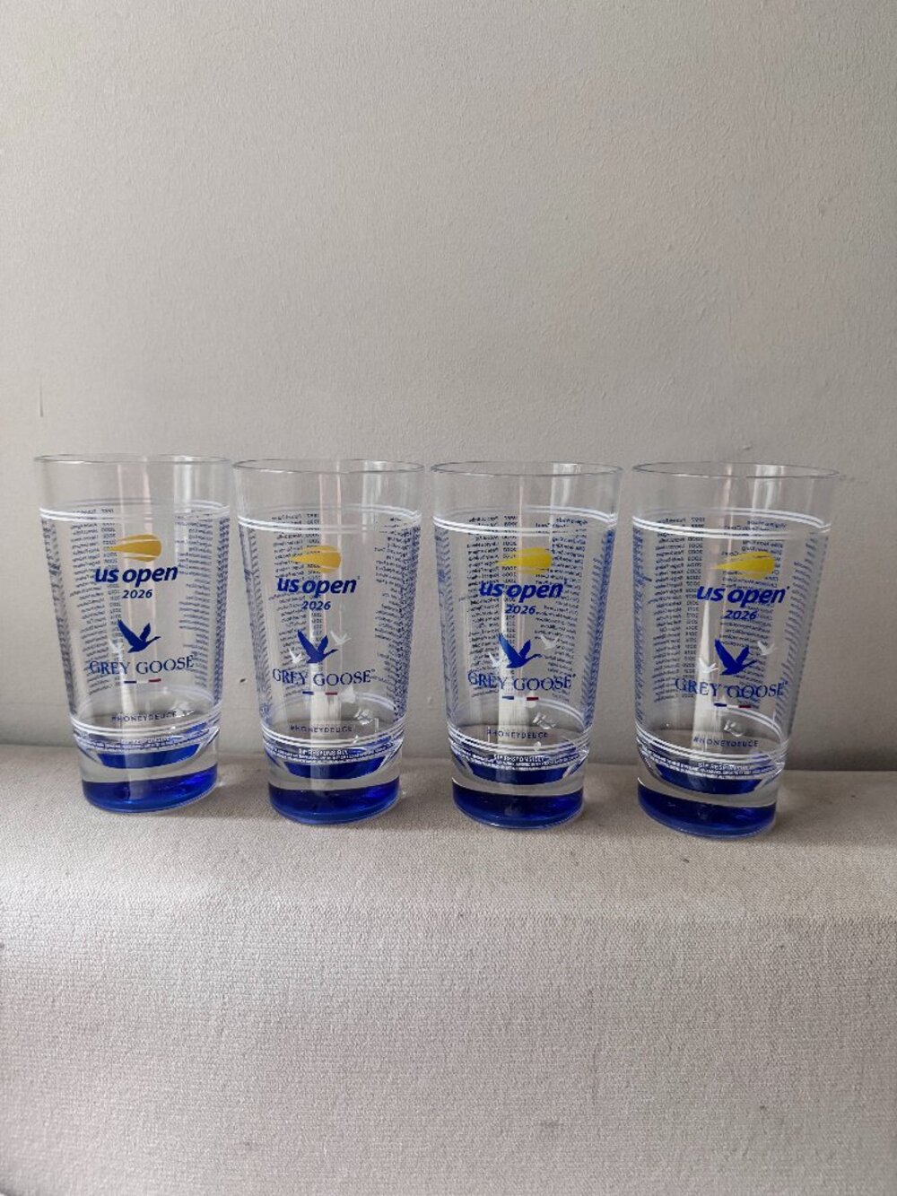 US Open 2026 Grey Goose Honey Deuce Plastic Pint Glasses  - Set of 4